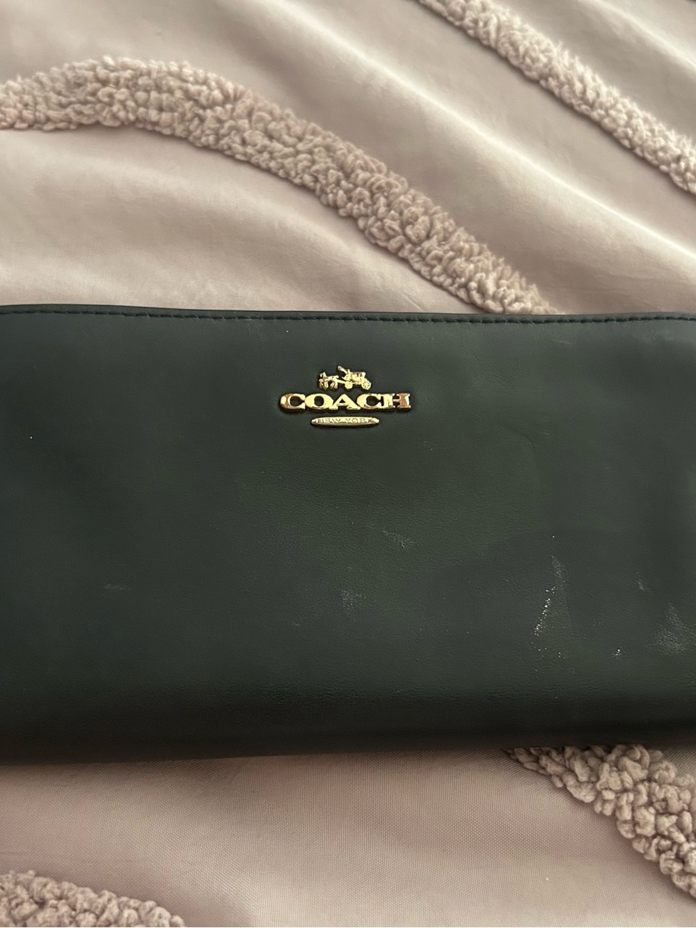 COACH Black Leather Wallet with Gold Horse & Carriage Logo